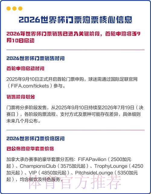 2026年世界杯官方购票入口及地址指南 2026年世界杯官方购票入口及地址指南